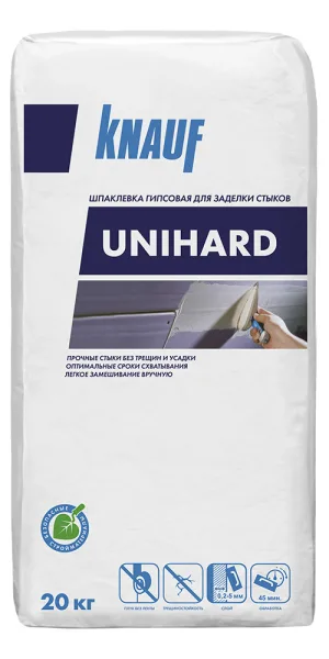 Шпаклевка гипсовая Knauf Унихард высокопрочная безусадочная 20 кг