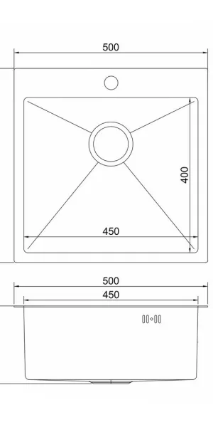 Мойка для кухни Mixline Pro 50х50х20 см врезная с сифоном сталь графит (547230)