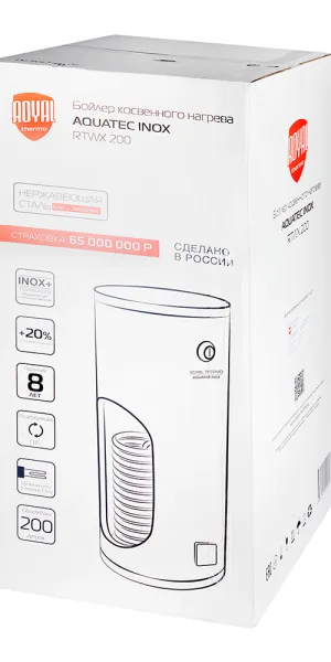 Водонагреватель накопительный Royal Thermo Aquatec Inox RTWX 200 косвенного нагрева 200 л 35 кВт напольный вертикальный