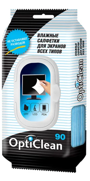 Салфетки влажные для экранов Opti Clean с клапаном (90 шт.)