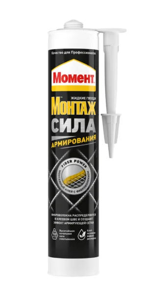 Клей монтажный акриловый Момент Сила армирования светло-серый 280 мл
