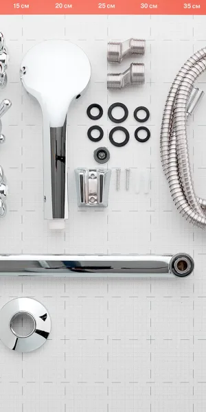 Смеситель для ванны Decoroom DR53 хром двухвентильный с длинным изливом с лейкой (DR53043)