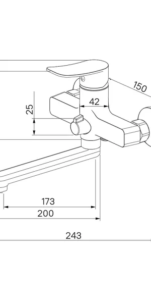 Смеситель для ванны Milardo Demi хром однорычажный со средним изливом с лейкой (DEMSB02M02)