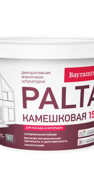 Штукатурка декоративная Bayramix Palta N камешковая p 001 белая 0,5-1 мм 15 кг