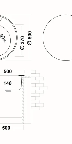Мойка для кухни Ukinox Nord d50х14 см врезная сталь (Nr D500 (0,4))