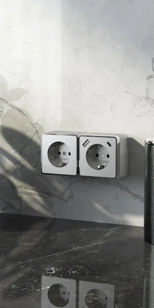 Розетка Werkel Gallant накладная серебряная со шторками с USB-A/ Type-C (a057701)