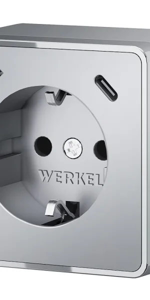 Розетка Werkel Gallant накладная серебряная со шторками с USB-A/ Type-C (a057701)