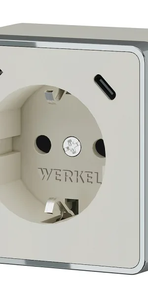 Розетка Werkel Gallant накладная слоновая кость со шторками с USB-A/ Type-C (a057699)