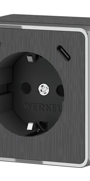 Розетка Werkel Gallant накладная графит рифленый со шторками с USB-A/ Type-C (a057704)