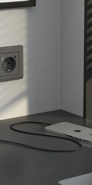 Розетка Werkel встраиваемая графит матовый со шторками с USB-A/ Type-C (a063106)