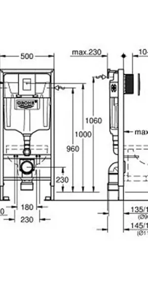 Инсталляция Grohe Rapid SL для подвесного унитаза с кнопкой хром (38772001)