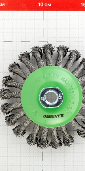 Корщетка для УШМ и УПМ Debever витая жесткая радиальная d125 мм М14 сталь