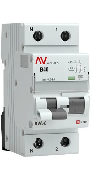 Автомат дифференциальный EKF Averes DVA-6 40А 1P+N тип AC 30 мА 6 кА (rcbo6-1pn-40C-30-ac-av)