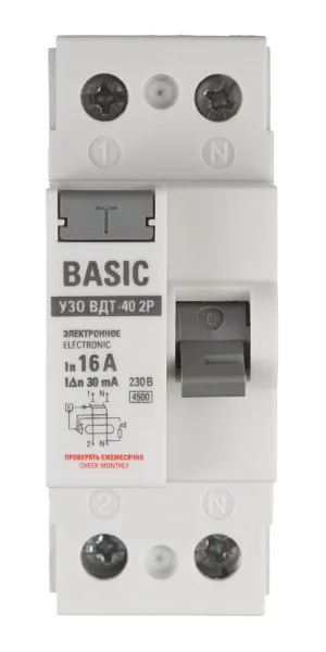 УЗО EKF Basic ВДТ-40 16А 1P+N тип AC 30 мА 4,5 кА (elcb-2-16-30e-sim)