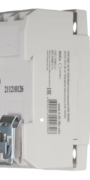 УЗО EKF Basic ВДТ-40 25А 1P+N тип AC 30 мА 4,5 кА (elcb-2-25-30e-sim)