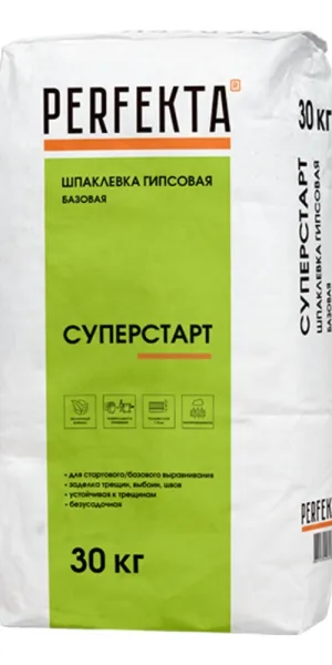 Шпаклевка гипсовая Perfekta Суперстарт базовая белая 30 кг