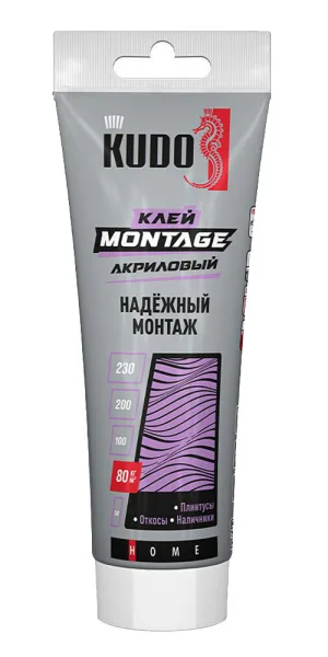 Клей монтажный акриловый Kudo Home Мontage белый 200 мл туба