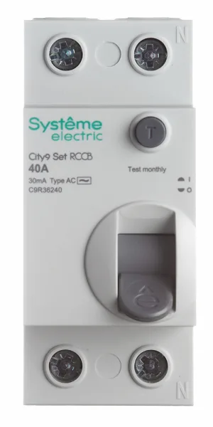 УЗО Systeme Electric City9 Set ВДТ 40А 2P тип AC 30 мА 6 кА (C9R36240)