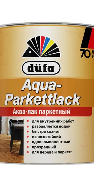 Лак акрил-полиуретановый паркетный Dufa Aqua-Parkettlack полуматовый бесцветный 2 л