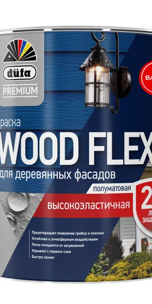 Краска фасадная по дереву Dufa Woodflex акриловая база 3 бесцветная 2,2 л