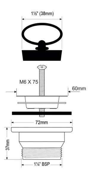 Выпуск для раковины McAlpine 1 1/4х60 мм хром (MRWW1)