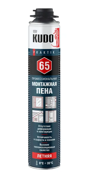 Пена монтажная профессиональная Kudo Praktik 65+ летняя 810 мл