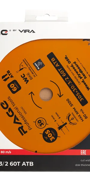 Диск пильный по дереву Rage by Vira Universal 305х30х2 мм 60 зубьев (594241)