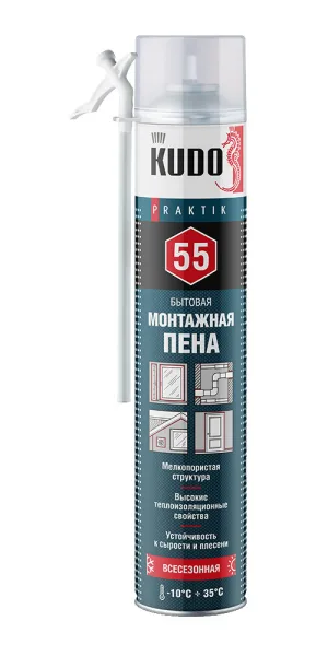 Пена монтажная бытовая Kudo Praktik 55 всесезонная 640 мл