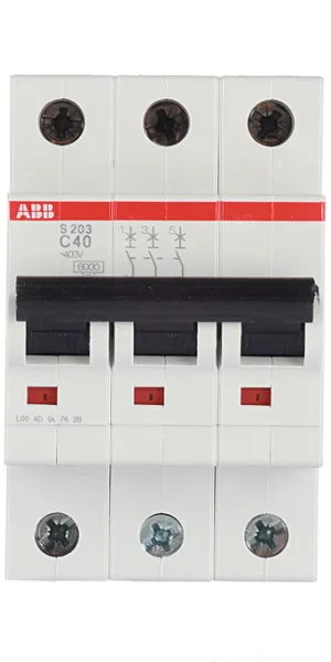Автоматический выключатель модульный ABB S203 3P 40А тип C 6 кА 400 В (2CDS253001R0404)