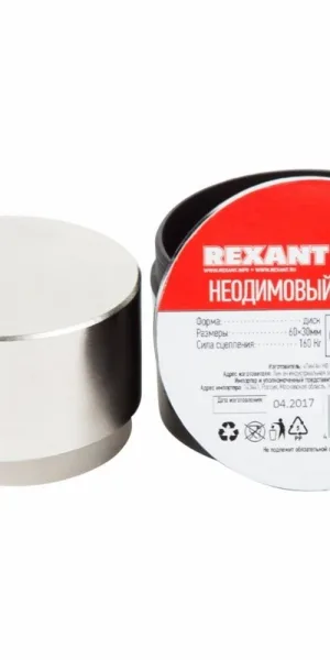 Магнит неодимовый d60х30 мм сцепление 160 кг Rexant