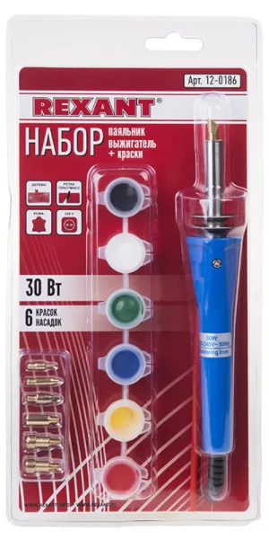 Выжигатель Rexant 30 Вт 230 В 7 насадок (12-0186)