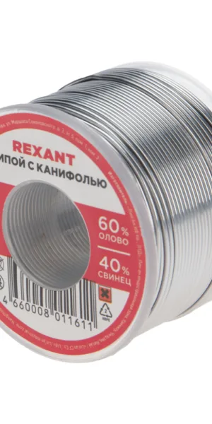 Припой Rexant d1 Sn60 Pb40 Flux 2.2% с канифолью 250 г (09-3313)