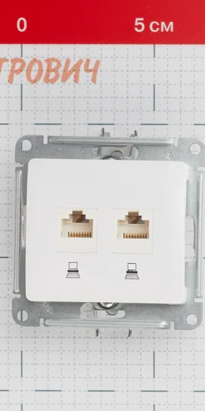 Розетка компьютерная Systeme Electric Glossa встраиваемая белая 2хRJ45 (GSL000185KK)