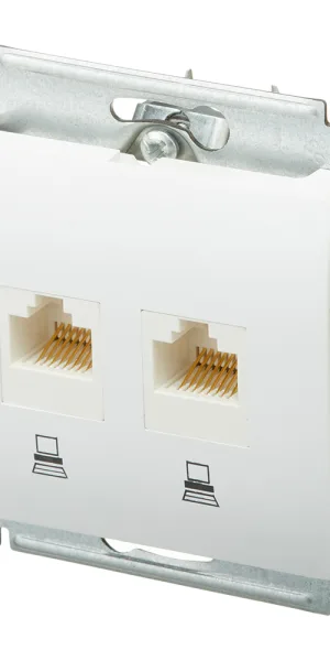 Розетка компьютерная Systeme Electric Glossa встраиваемая белая 2хRJ45 (GSL000185KK)