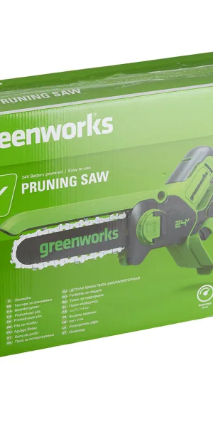 Пила цепная аккумуляторная Greenworks 24V GD24CSMNX 24 В 6" шаг 1/4" паз 1,1 мм 32 звена без АКБ и ЗУ (2008707)