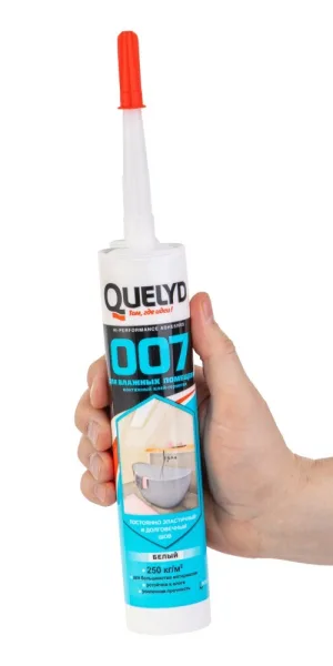 Клей-герметик гибридный Quelyd 007 для влажных помещений белый 280 мл