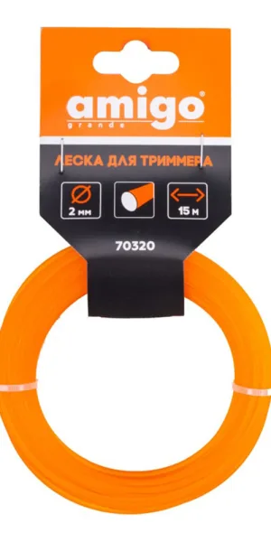 Леска для триммера Amigo круг 2 мм х 15 м оранжевая (70320)