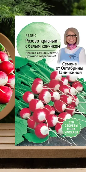 Редис Розово-красный с белым кончиком От Октябрины Ганичкиной 3 г
