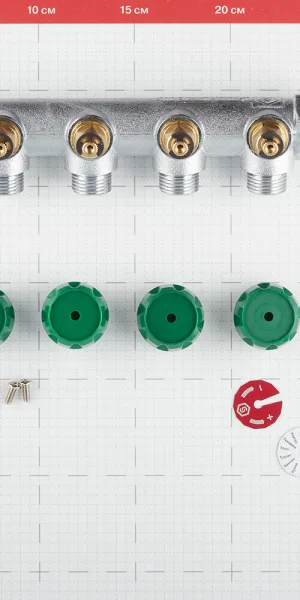 Коллектор Stout 3/4 ВР(г) х 4 выхода 1/2 НР(ш) х 3/4 НР(ш) регулирующий (SMB-6850-341204)