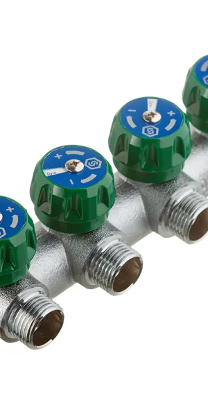 Коллектор Stout 3/4 ВР(г) х 4 выхода 1/2 НР(ш) х 3/4 НР(ш) регулирующий (SMB-6850-341204)