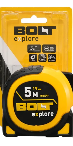 Рулетка Bolt eXplore с автостопом магнитная 5 м x 19 мм