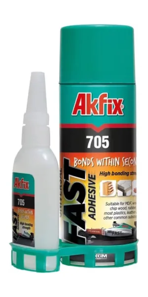 Клей цианоакрилатный Akfix 705 двухкомпонентный прозрачный 200 мл + 50 г
