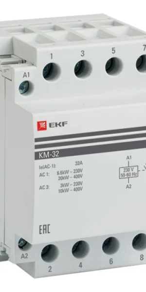 Контактор модульный EKF PROxima КМ (km-3-32-40) 230-240 В 32 А тип AC 4НО