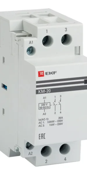 Контактор модульный EKF PROxima КМ (km-2-20-20) 230-400 В 20 А тип AC 2NО