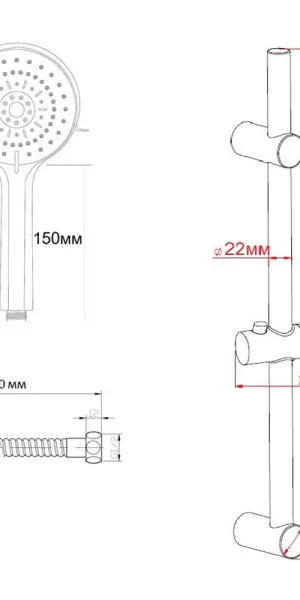 Душевой комплект Esko с лейкой со стойкой хром (SSS1205)