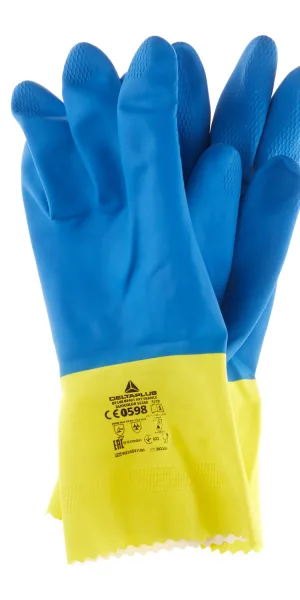 Перчатки латексные химическистойкие Delta Plus VE330 желто-синие 10 (XL) (VE330BJ09)