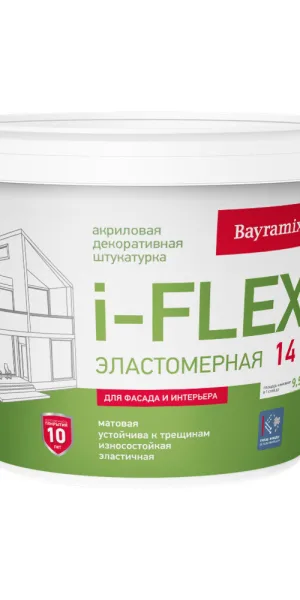 Штукатурка декоративная Bayramix i-Flex камешковая fl 001 белая 1,2 мм 14 кг
