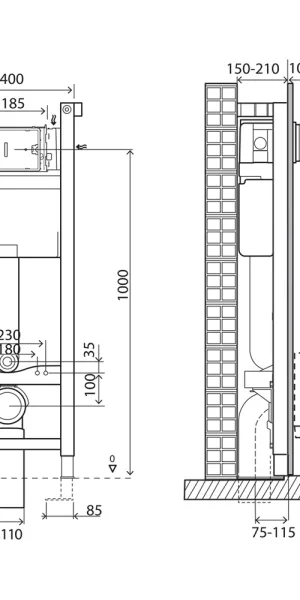 Инсталляция BelBagno Expert 40 для подвесного унитаза узкая без кнопки (BB004-40 EXPERT)