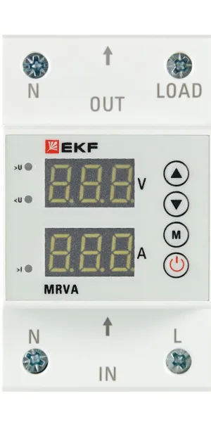 Реле напряжения модульное EKF PROxima (MRVA-63A) 230 В 63 А 1P+N с дисплеем
