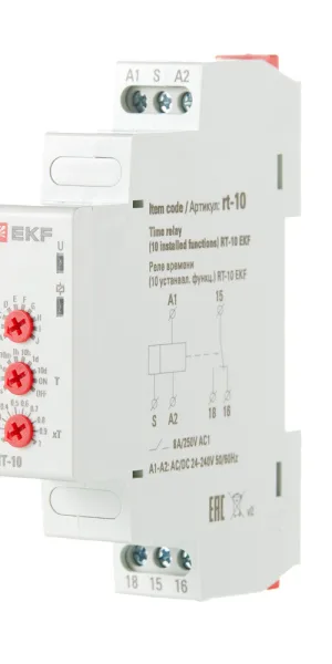 Реле времени модульное EKF PROxima (rt-10) 230 В 8 А 1P+N винтовые зажимы